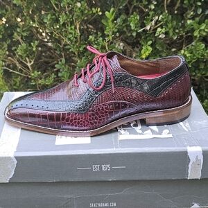 Mens Size 7M Stacy Adams‎ Burgundy and Black Oxford Dress Shoes